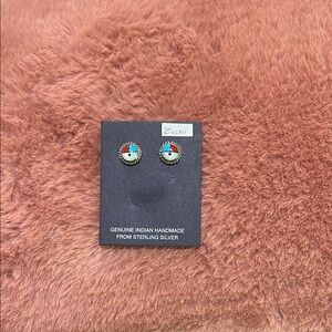 Zuni Native American Sterling Silver Handmade Earrings